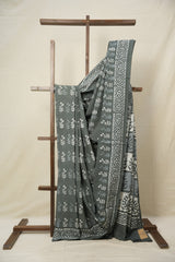 White Greenish HBP Cotton Saree - SRWGCS2735