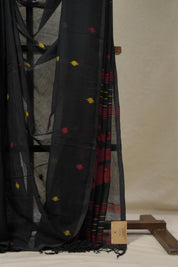 Black Bengal Mul Cotton Saree - SRBBMCS033