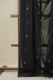 Black Bengal Mul Cotton Saree - SRBBMCS033