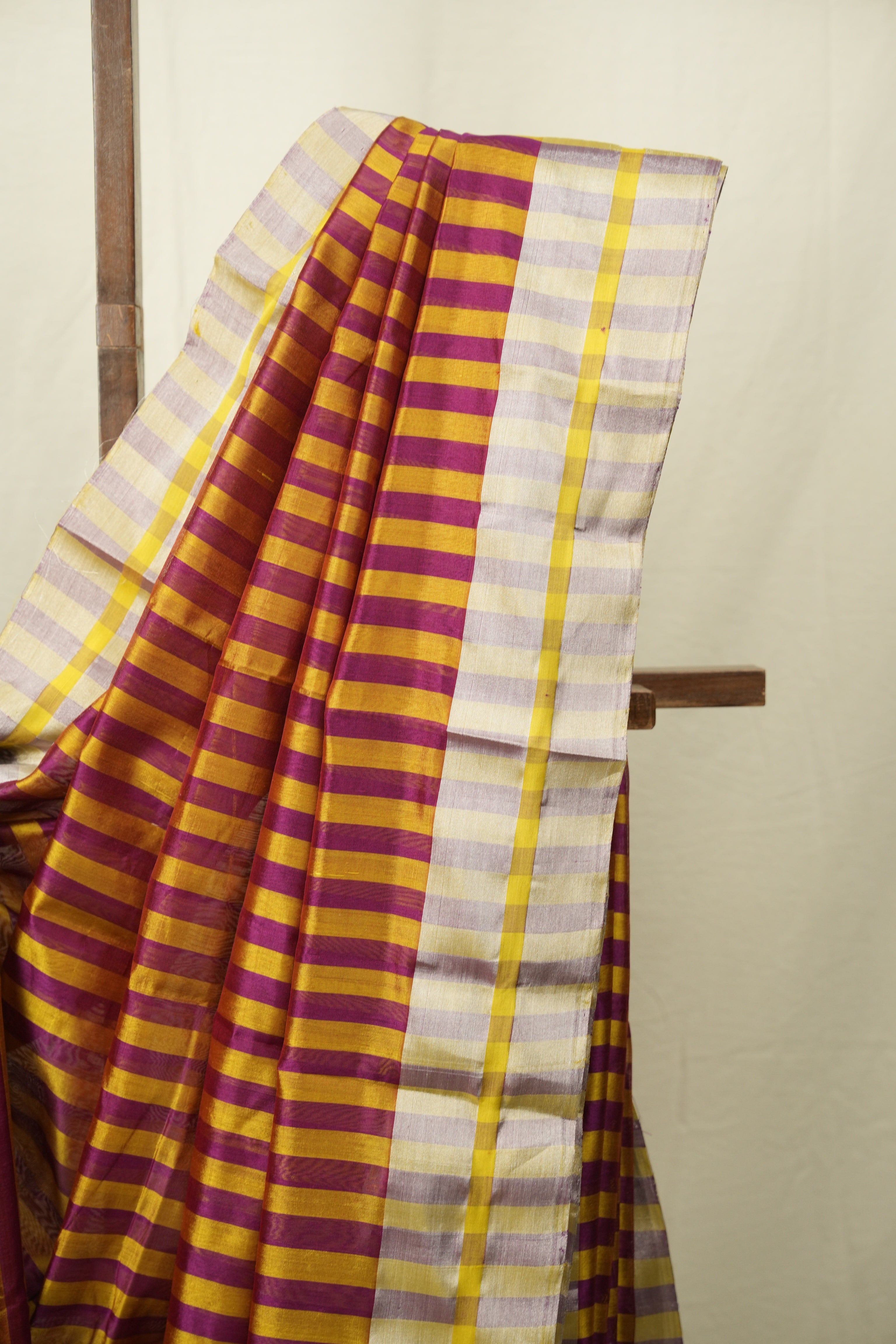 Red - Mustard Chanderi Silk Saree - SRRMCSS540