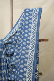 Indigo Blue HBP Cotton Saree - SRIBCS2991