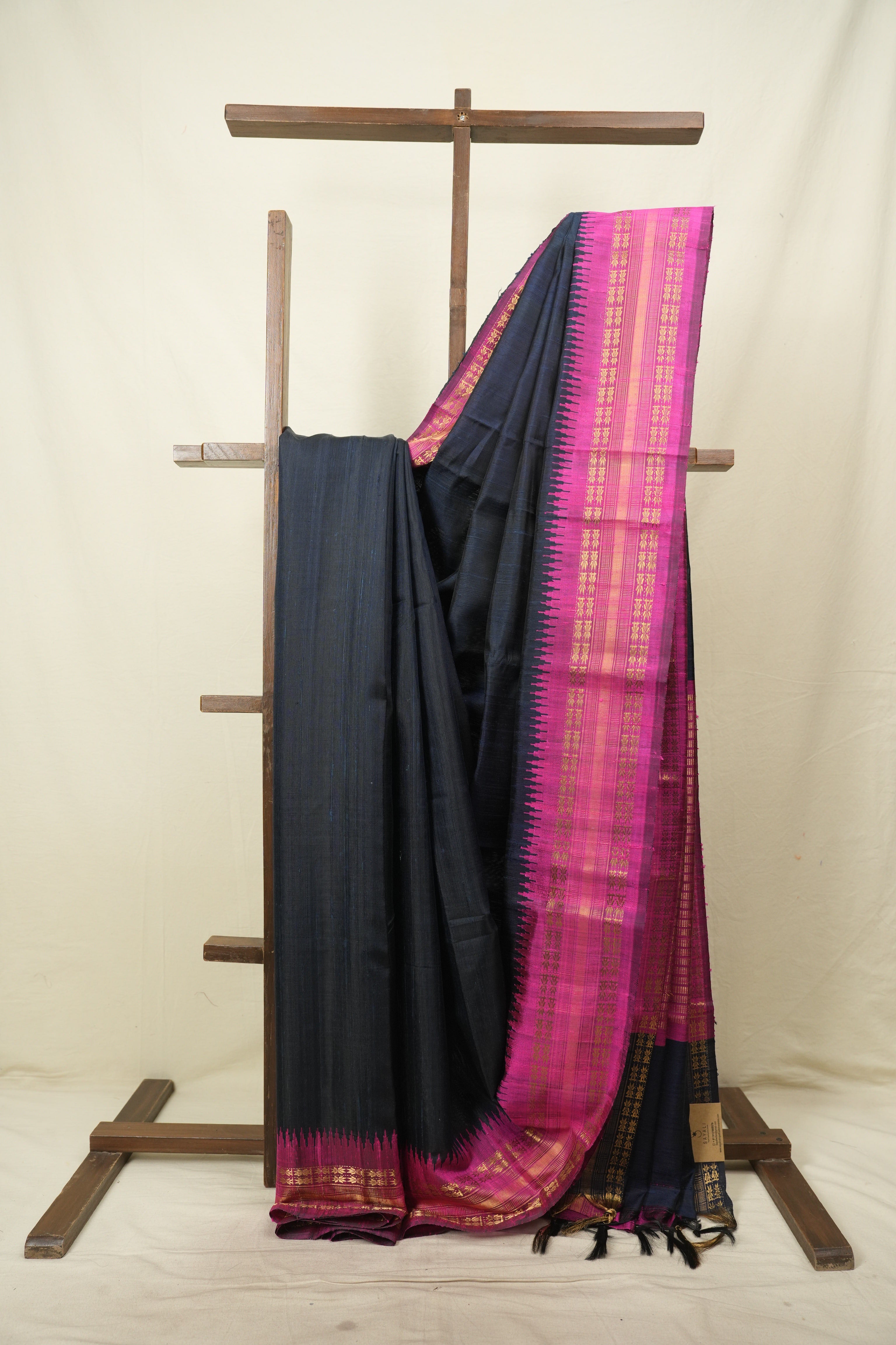 Midnight Blue Raw Silk Saree - SRMBRSS1140