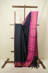 Midnight Blue Raw Silk Saree - SRMBRSS1140