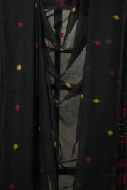 Black Bengal Mul Cotton Saree - SRBBMCS033