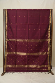 Maroon Maheshwari Saree - SRMMS975