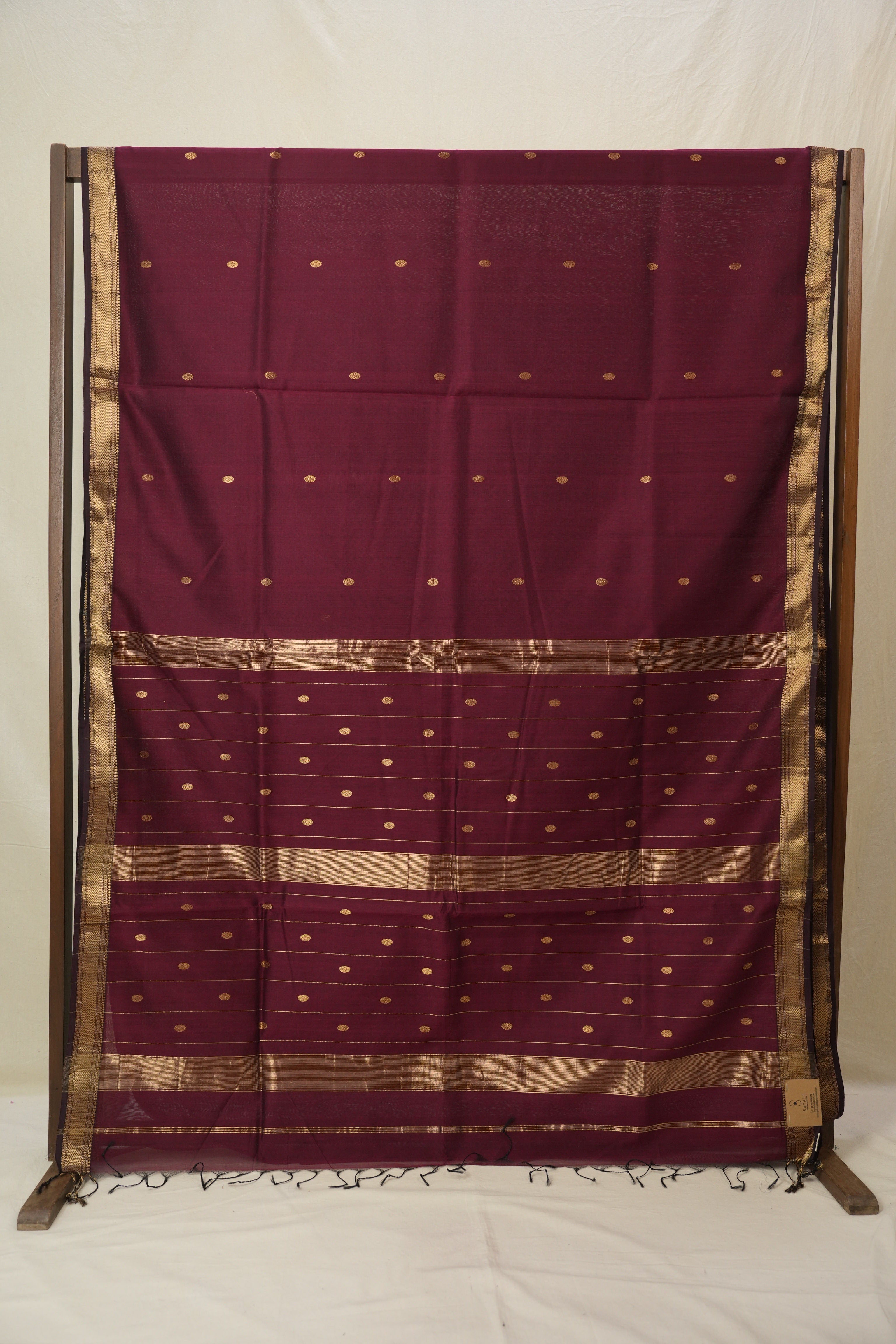 Maroon Maheshwari Saree - SRMMS975