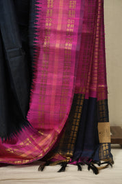Midnight Blue Raw Silk Saree - SRMBRSS1140