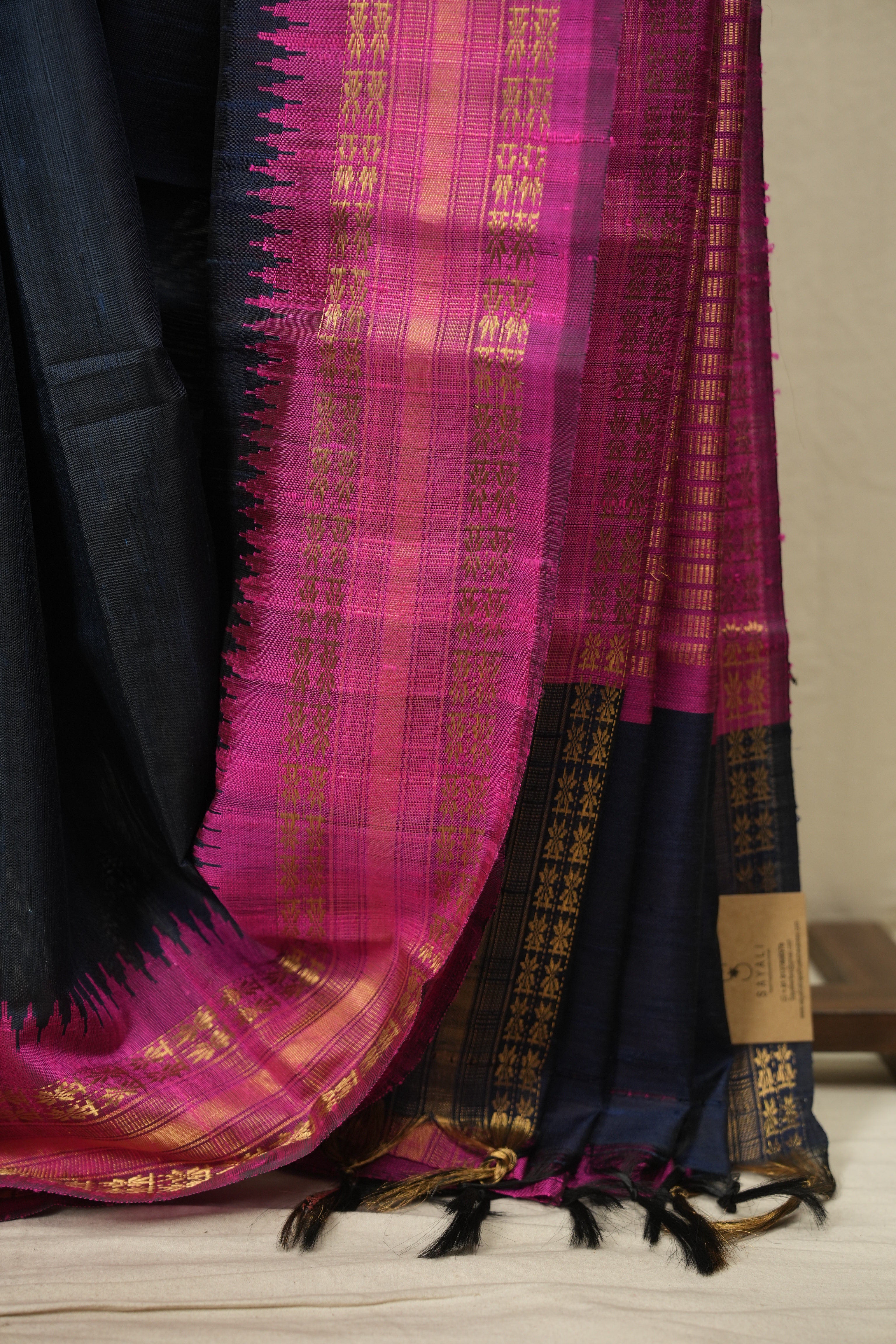 Midnight Blue Raw Silk Saree - SRMBRSS1140