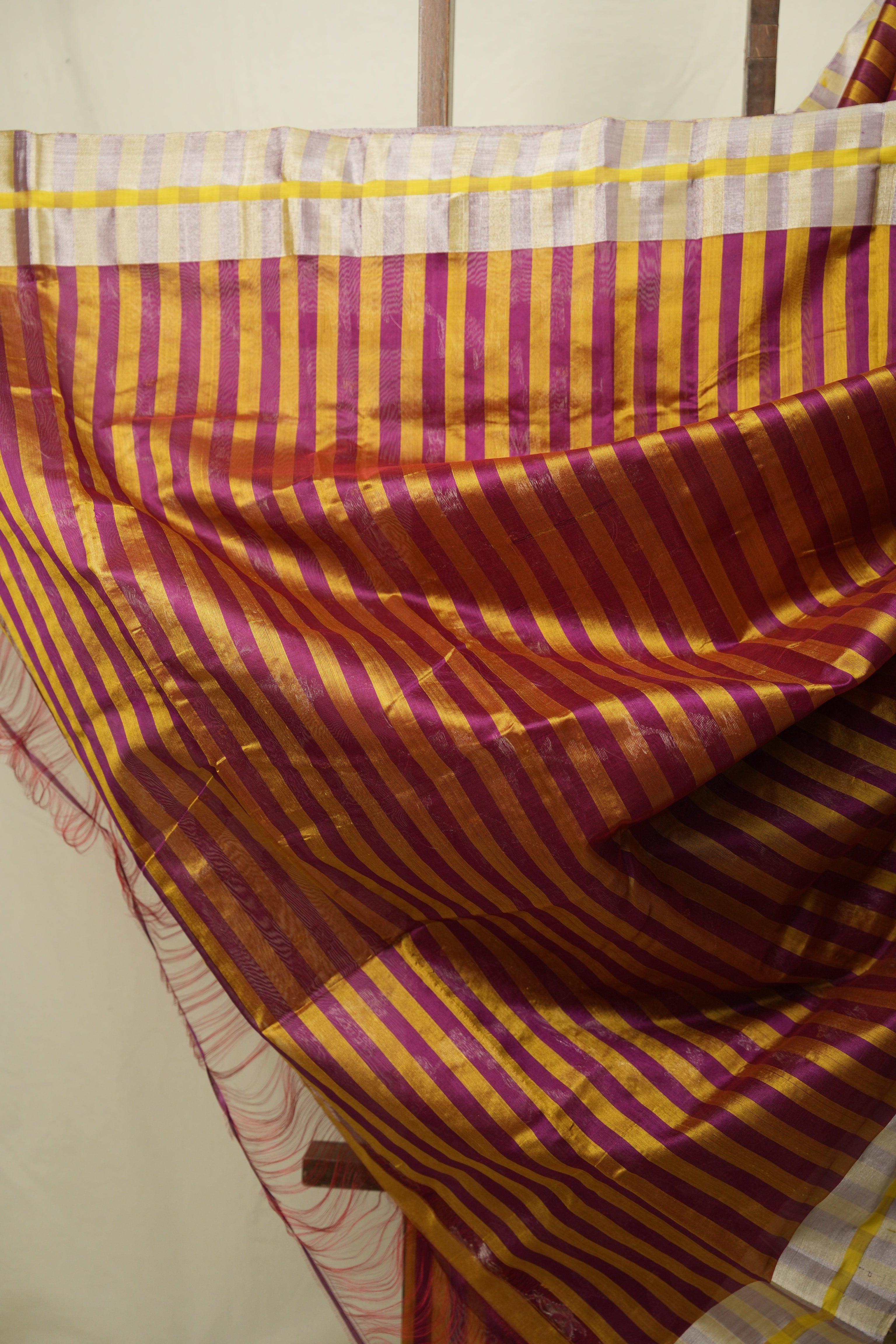 Red - Mustard Chanderi Silk Saree - SRRMCSS540