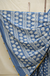 Indigo Blue HBP Cotton Saree - SRIBCS2991