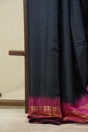 Midnight Blue Raw Silk Saree - SRMBRSS1140