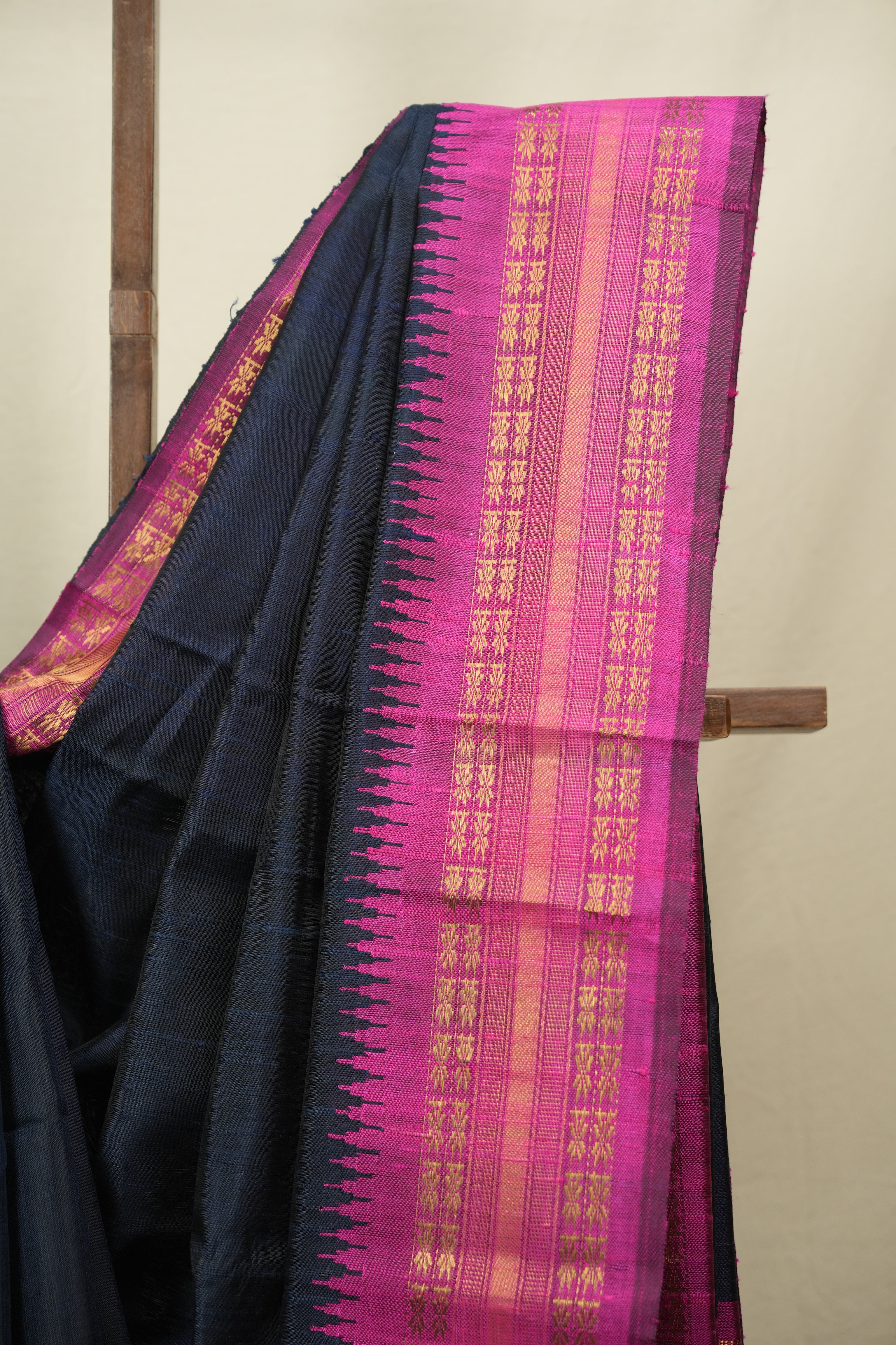 Midnight Blue Raw Silk Saree - SRMBRSS1140