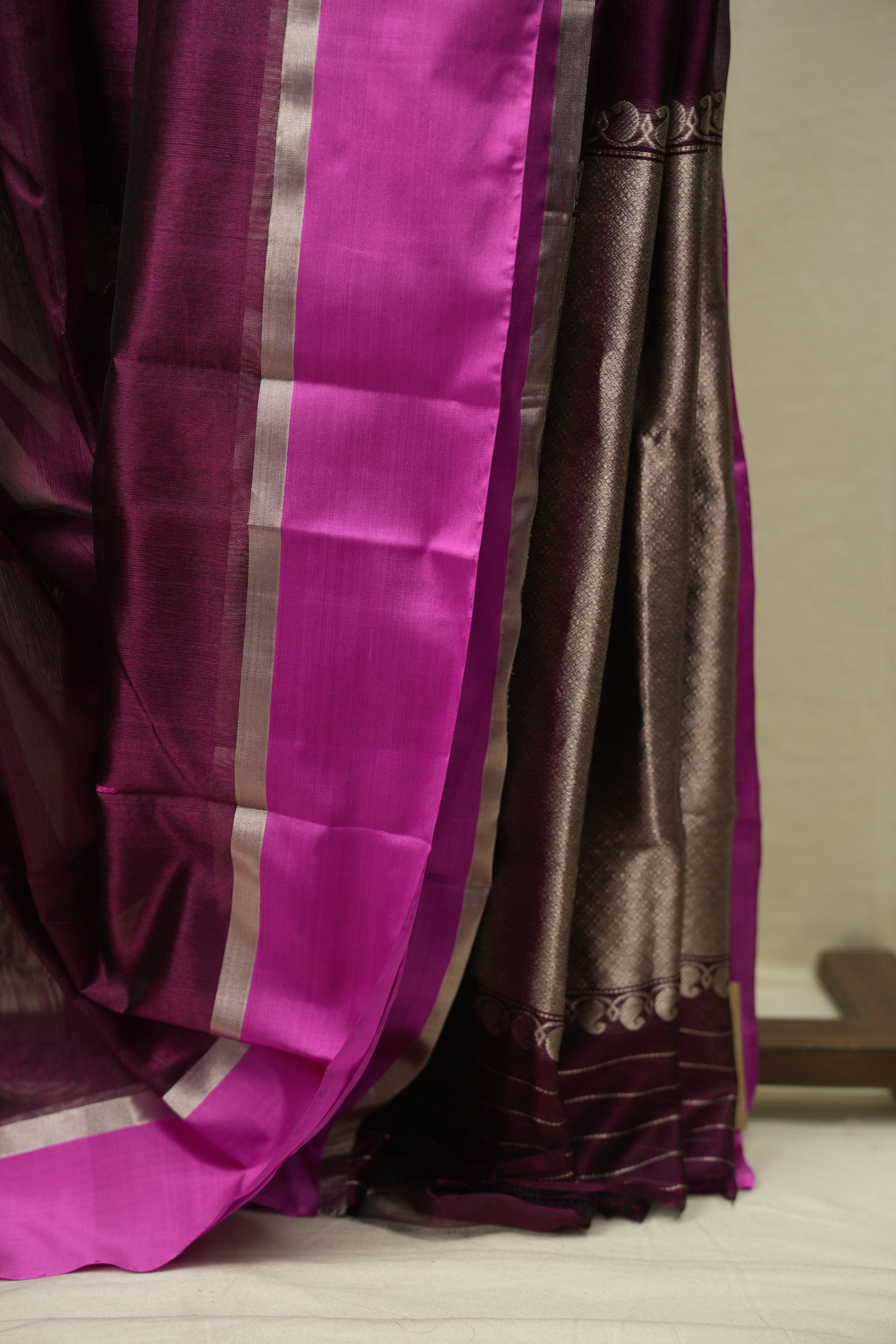 Wine Chanderi Silk Saree - SRWCSS537