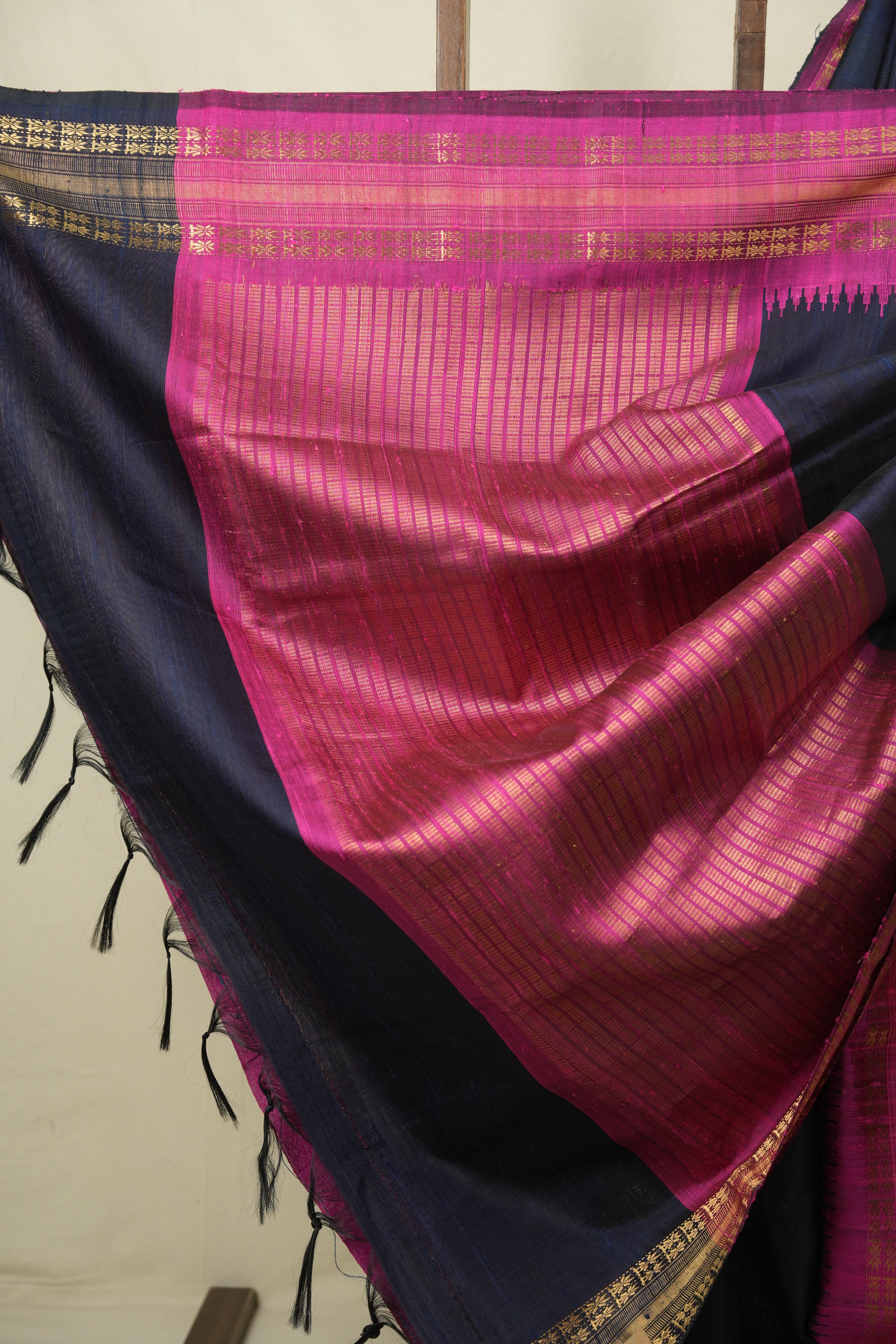 Midnight Blue Raw Silk Saree - SRMBRSS1140