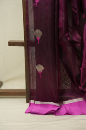 Wine Chanderi Silk Saree - SRWCSS537