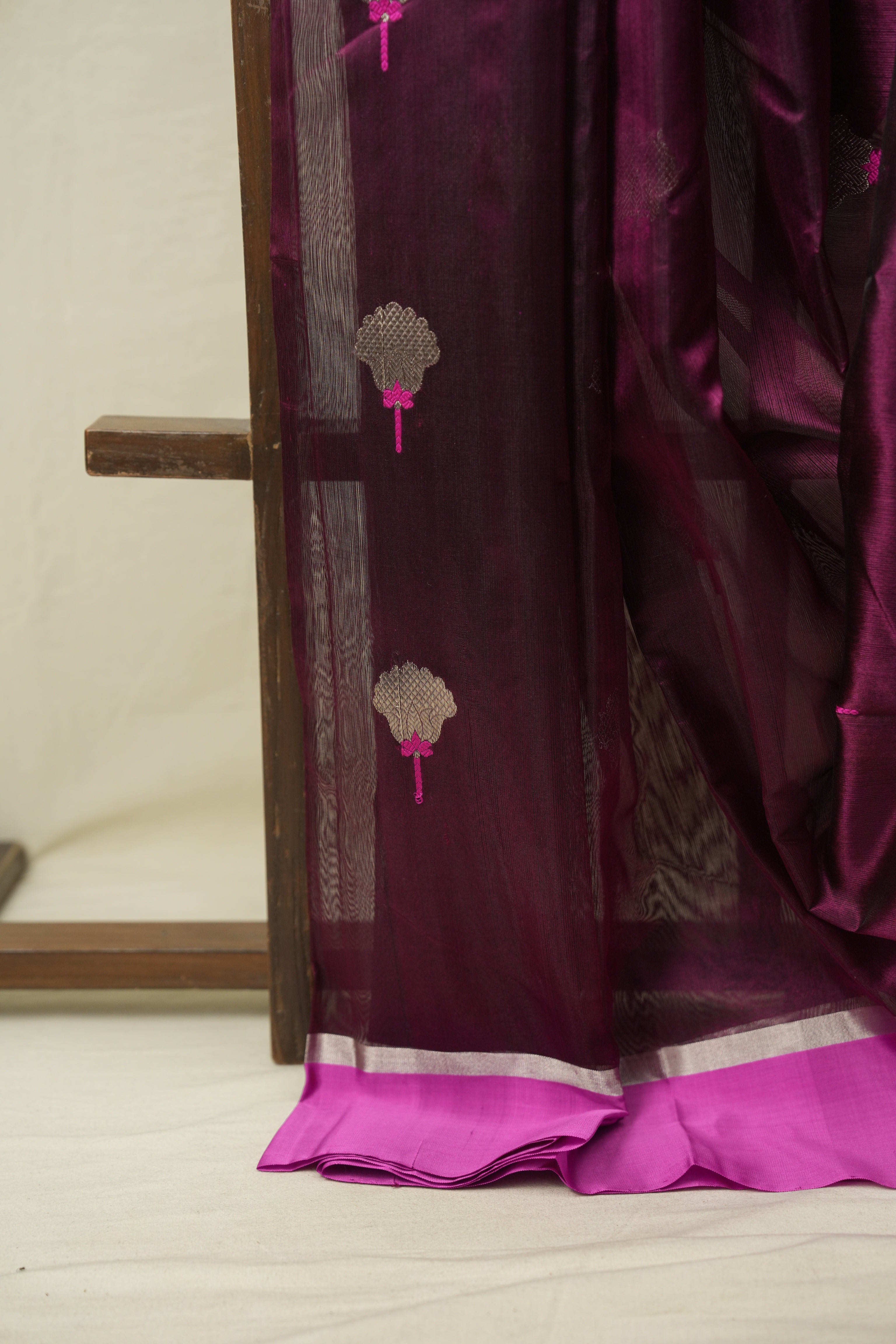 Wine Chanderi Silk Saree - SRWCSS537