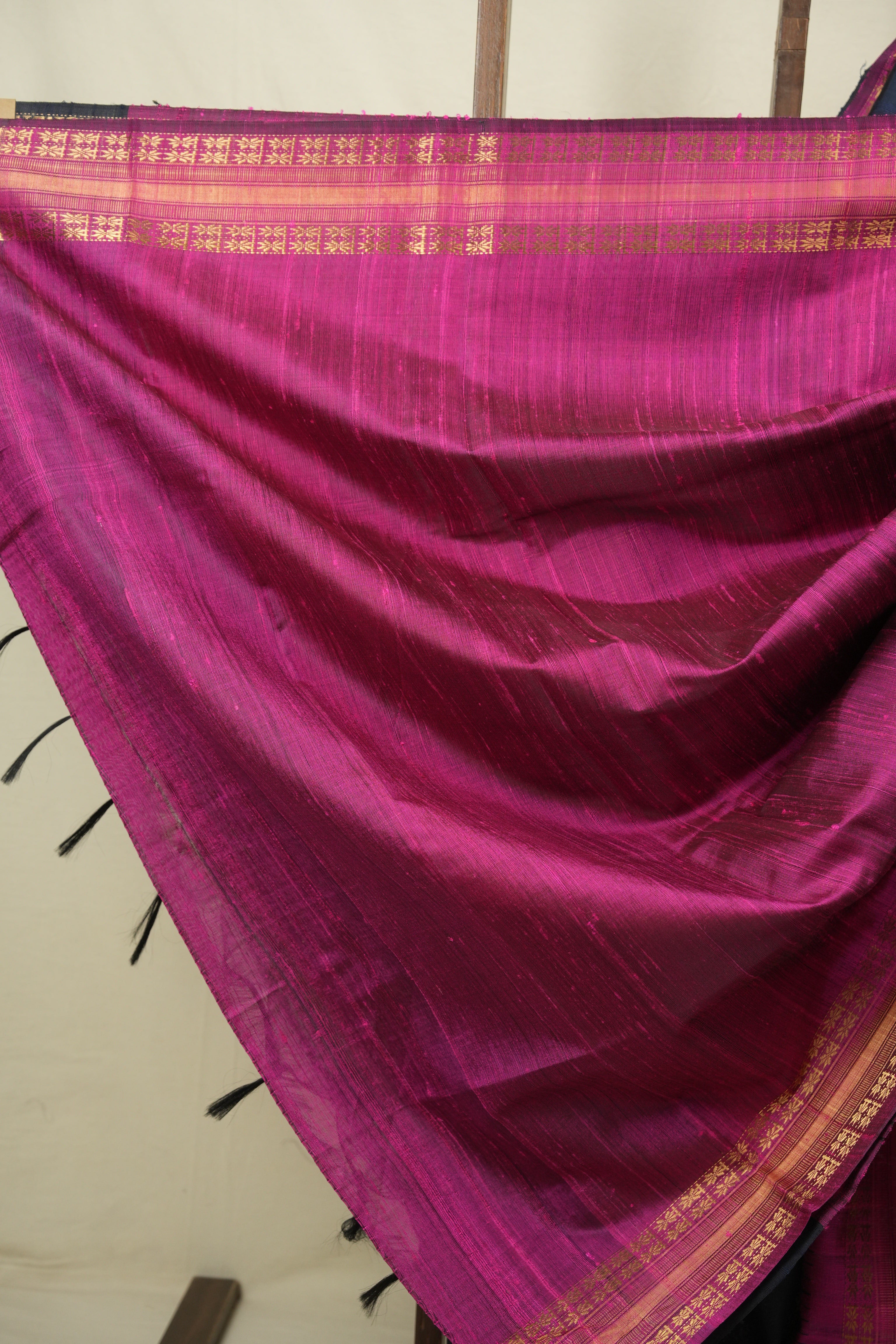 Midnight Blue Raw Silk Saree - SRMBRSS1140