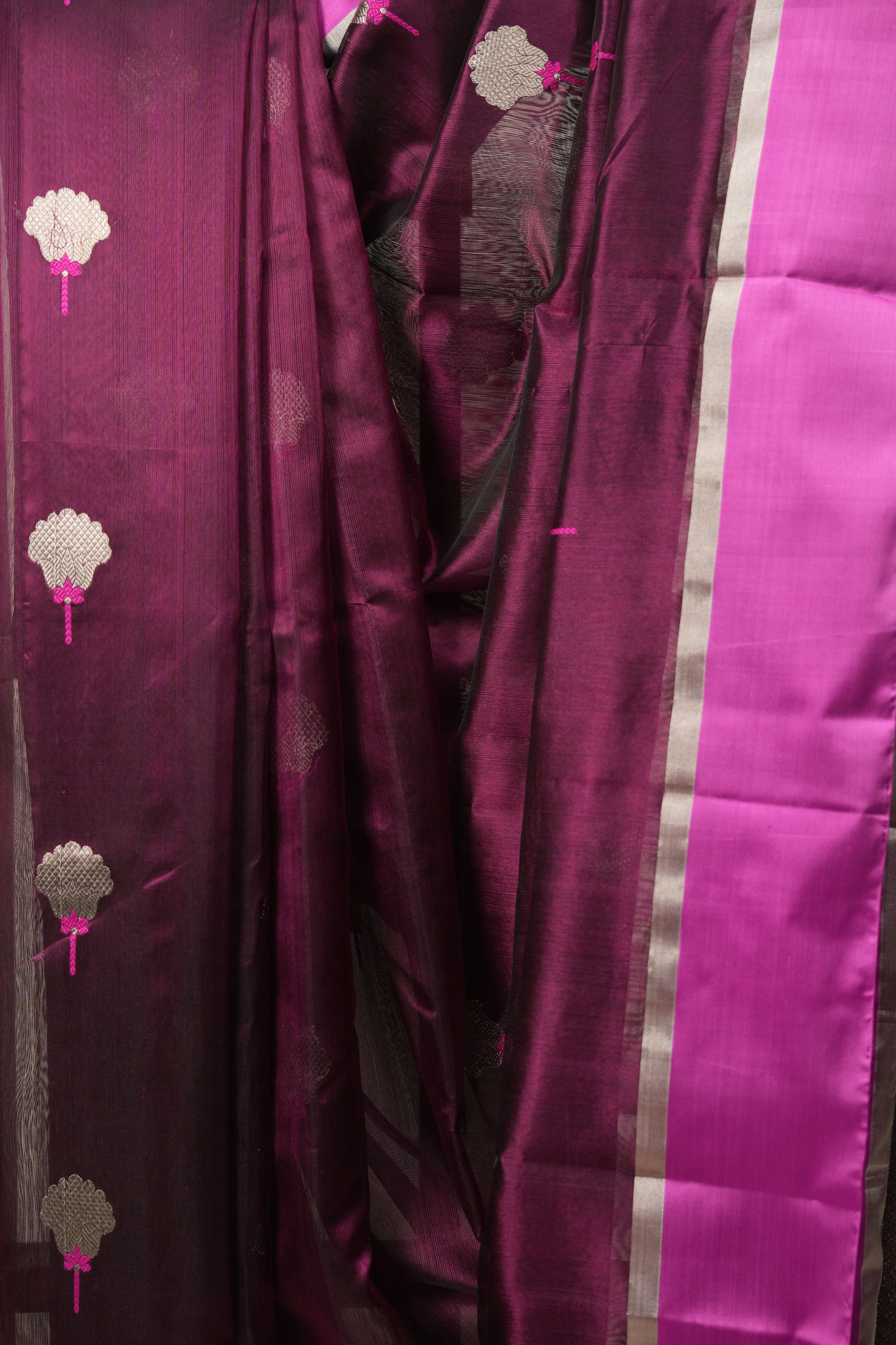 Wine Chanderi Silk Saree - SRWCSS537