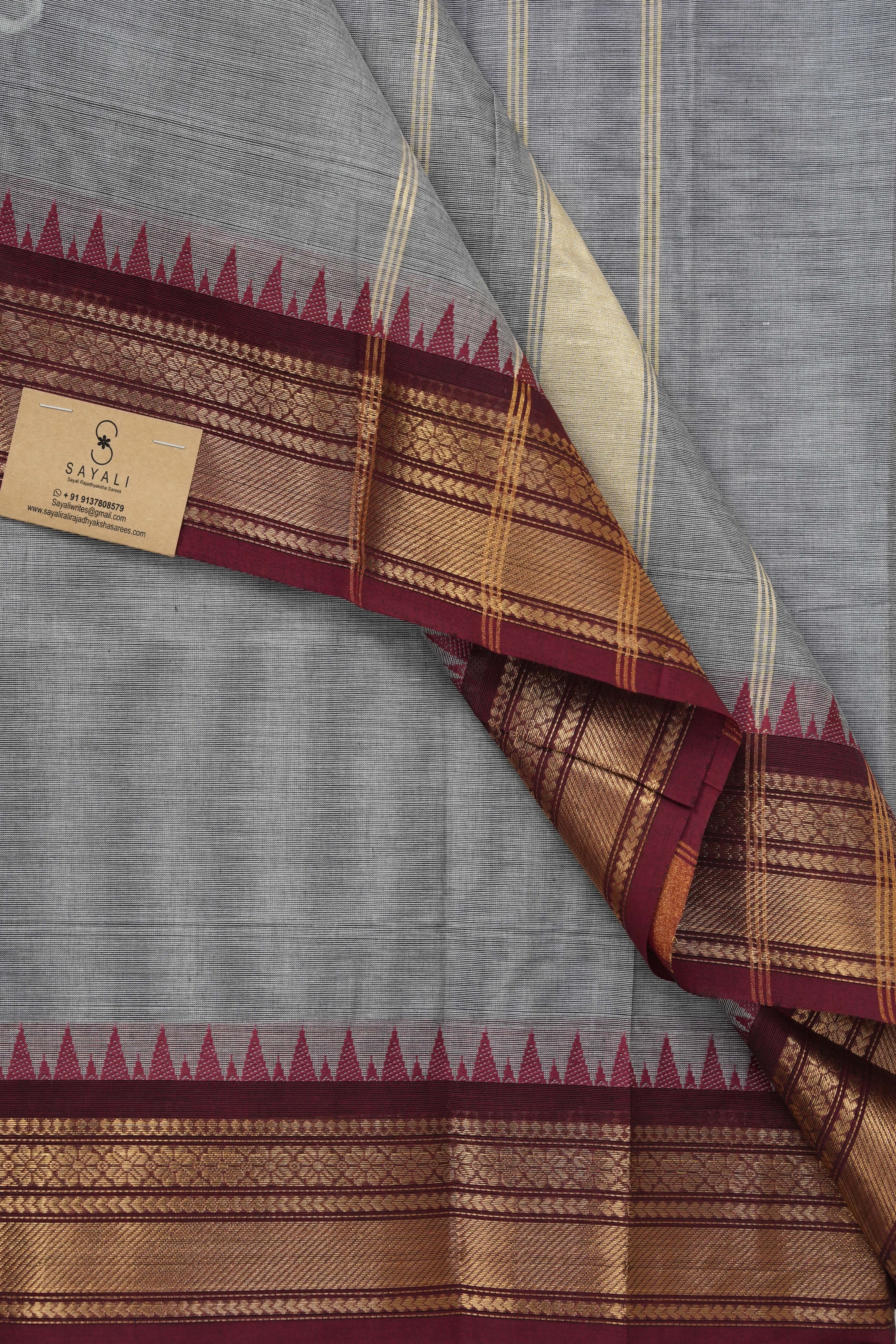 Grey Kanchi Cotton Saree - SRGKCS1000