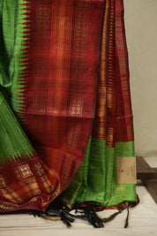Parrot Green Raw Silk Saree - SRPGRSS1142