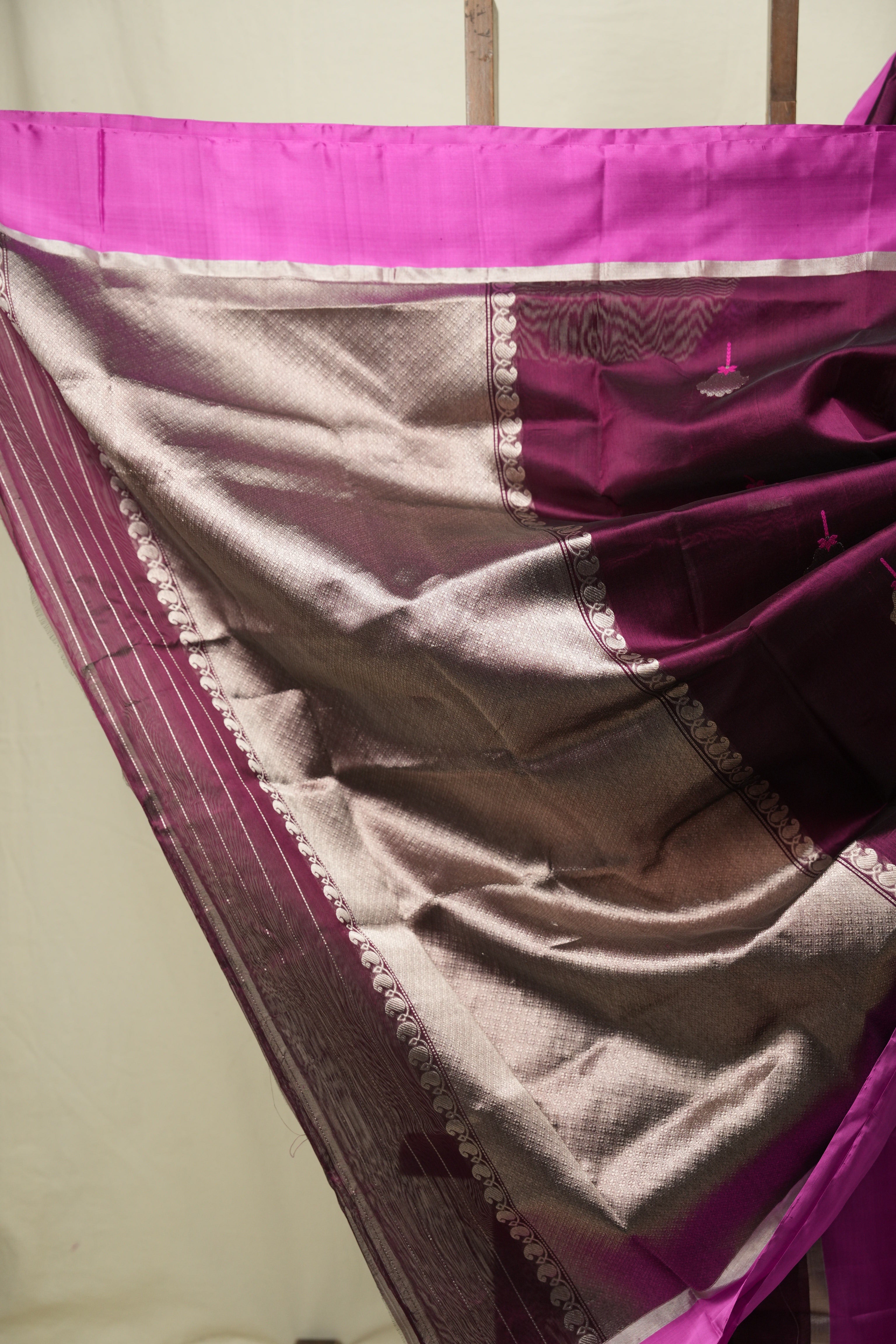 Wine Chanderi Silk Saree - SRWCSS537