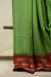 Parrot Green Raw Silk Saree - SRPGRSS1142