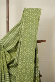 White Green HBP Cotton Saree - SRWGCS2746