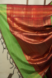 Parrot Green Raw Silk Saree - SRPGRSS1142