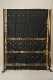 Black Maheshwari Saree - SRBMS972