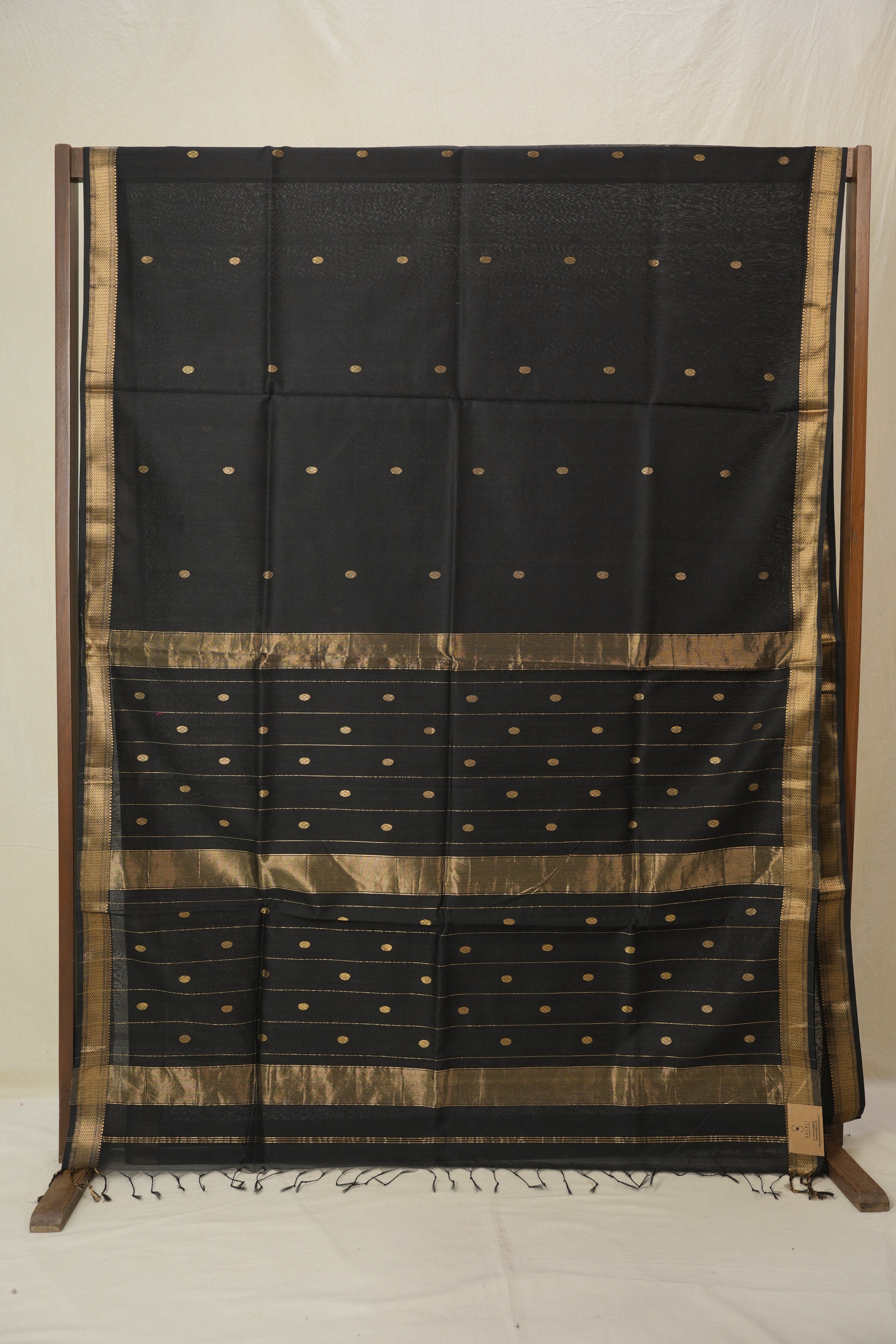 Black Maheshwari Saree - SRBMS972