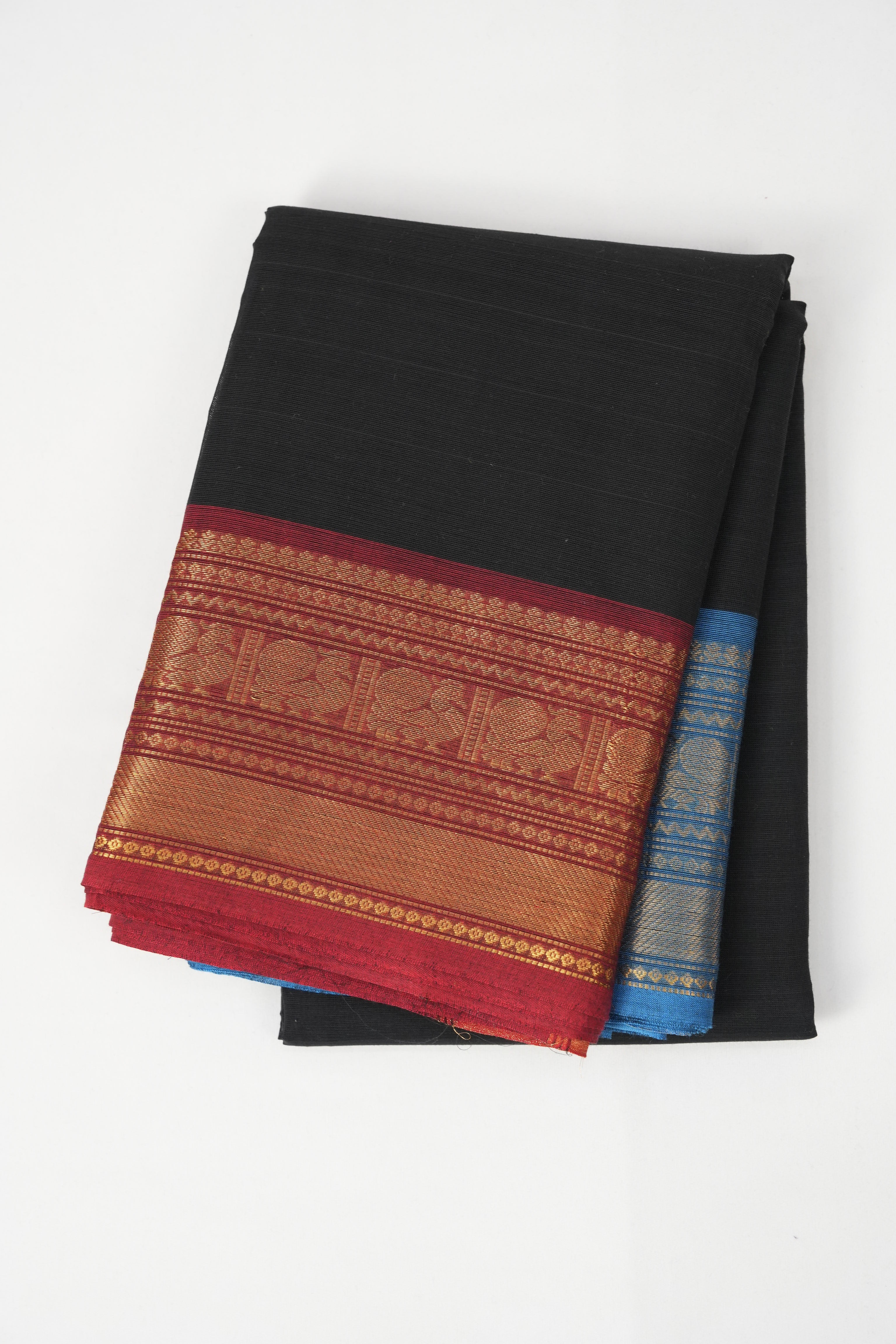Black Kanchi Cotton Saree - SRBKCS997