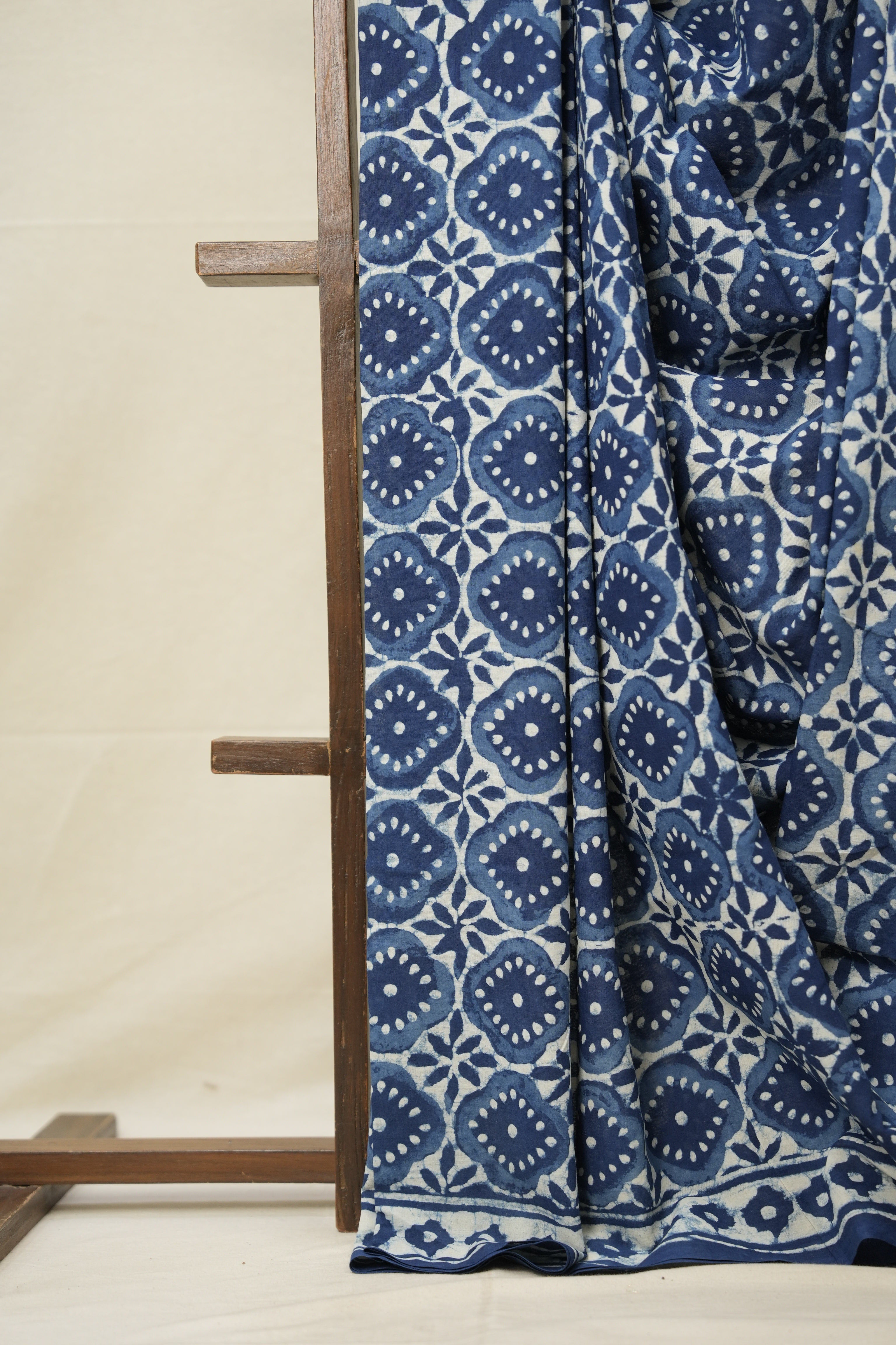 Deep Indigo HBP Cotton Saree - SRDICS2738