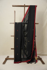 Black Bengal Mul Cotton Saree - SRBBMCS037