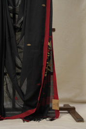 Black Bengal Mul Cotton Saree - SRBBMCS037