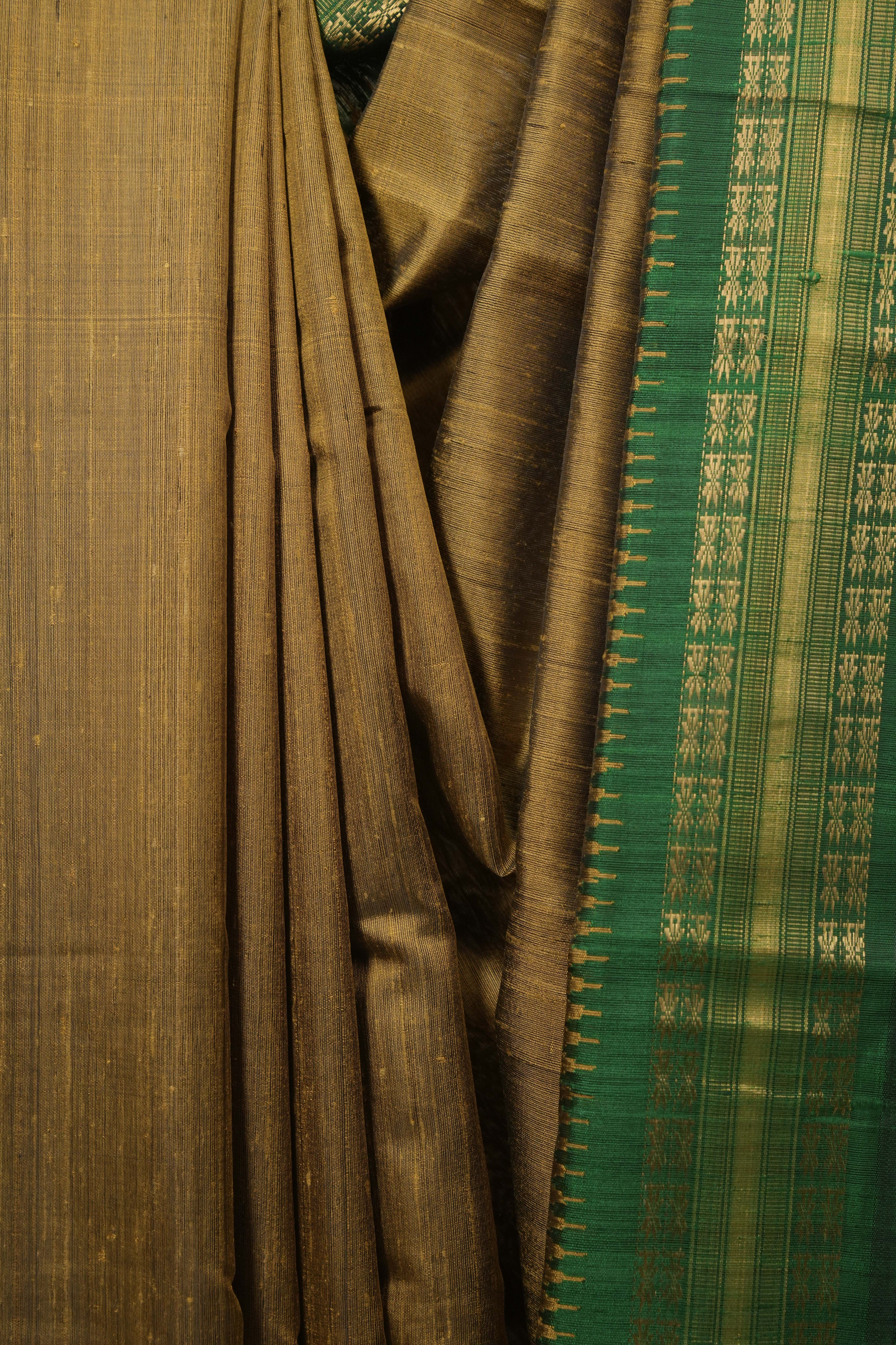 Gold Raw Silk Saree - SRGRSS1141