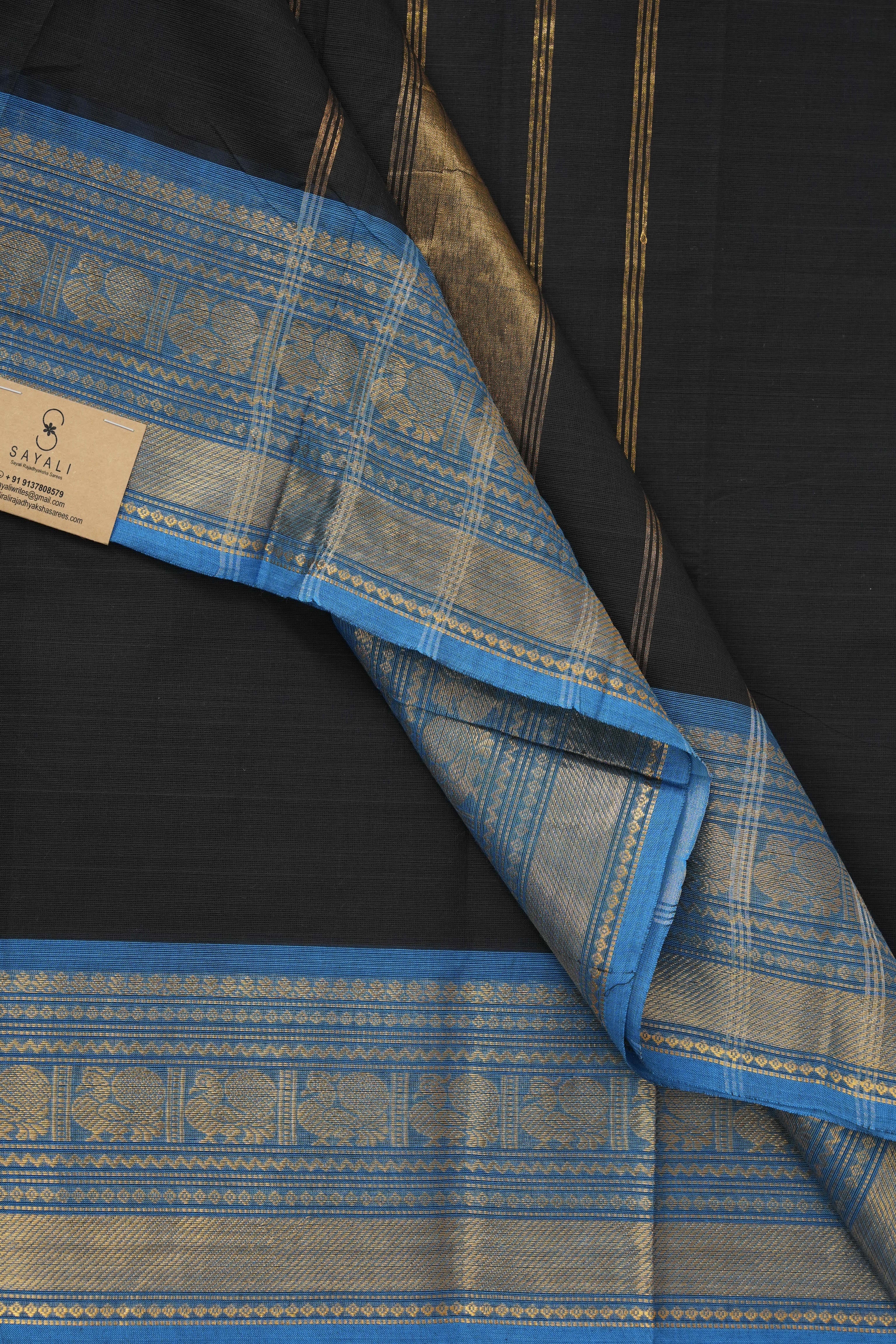 Black Kanchi Cotton Saree - SRBKCS997