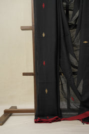 Black Bengal Mul Cotton Saree - SRBBMCS037