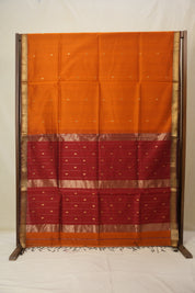 Bright Orange Maheshwari Saree - SRBOMS960