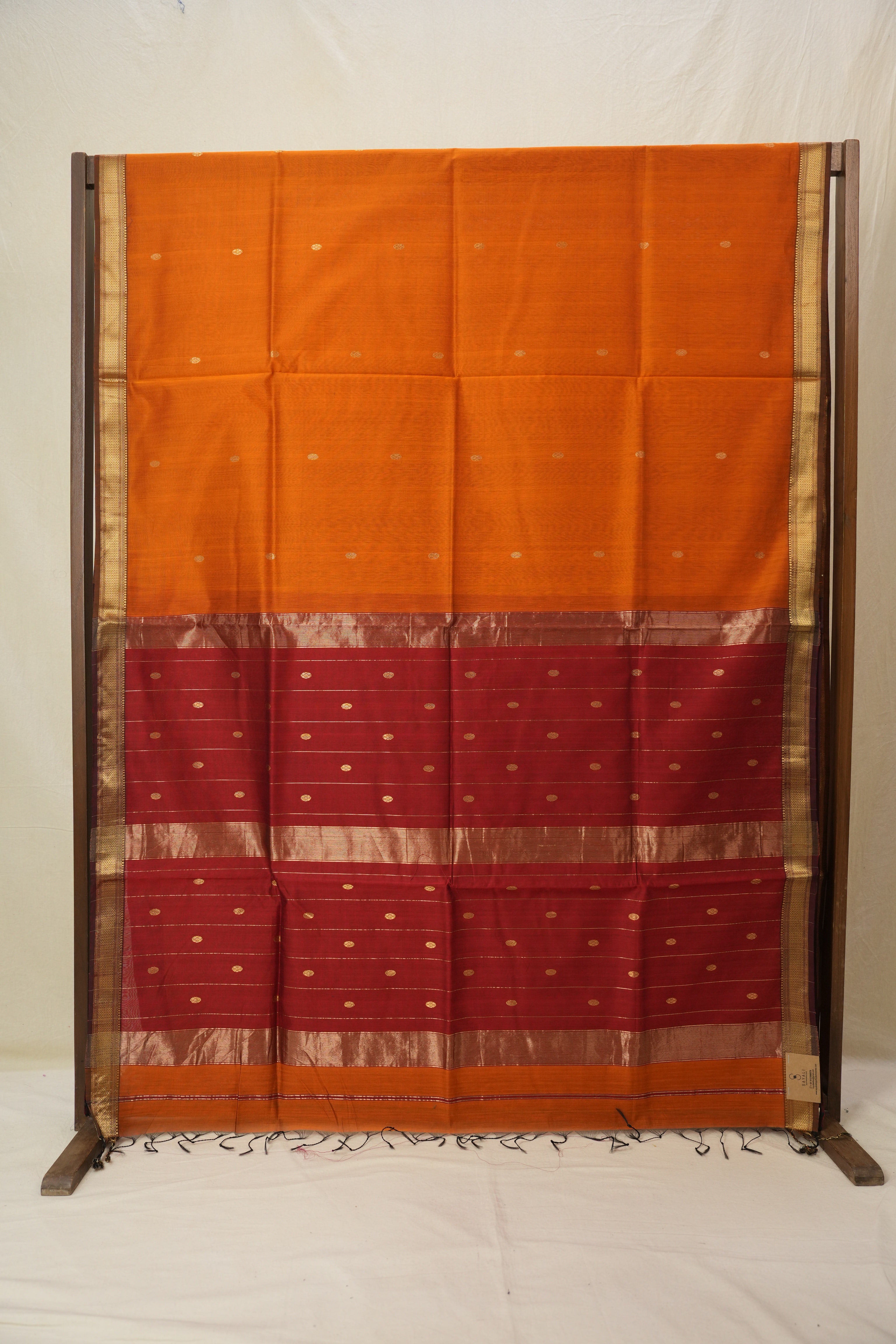 Bright Orange Maheshwari Saree - SRBOMS960