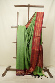 Parrot Green Raw Silk Saree - SRPGRSS1143