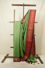 Parrot Green Raw Silk Saree - SRPGRSS1143