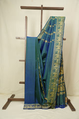 Peacock Blue Baluchari Silk Saree - SRPBBSS04