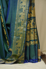 Peacock Blue Baluchari Silk Saree - SRPBBSS04