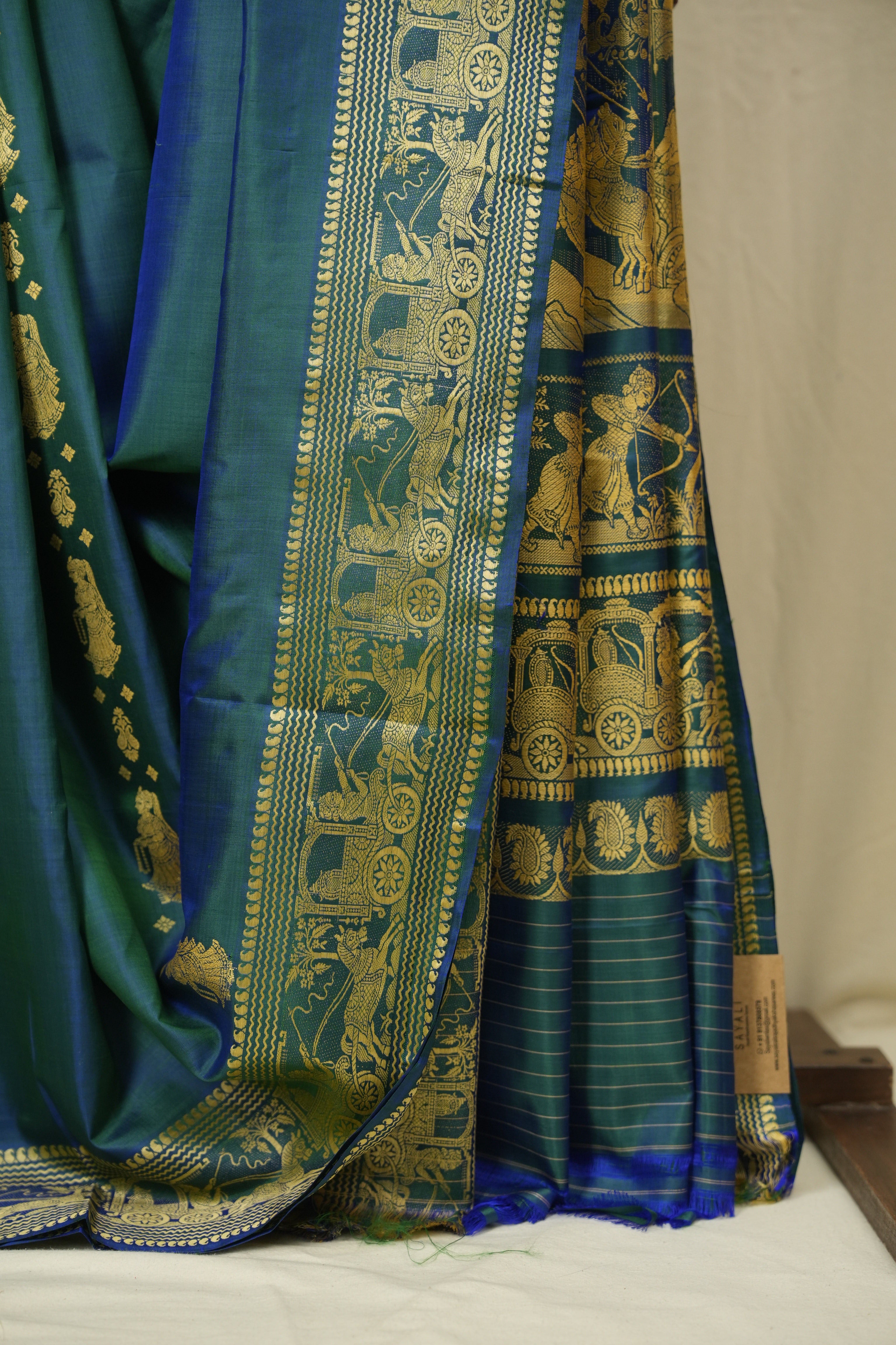 Peacock Blue Baluchari Silk Saree - SRPBBSS04