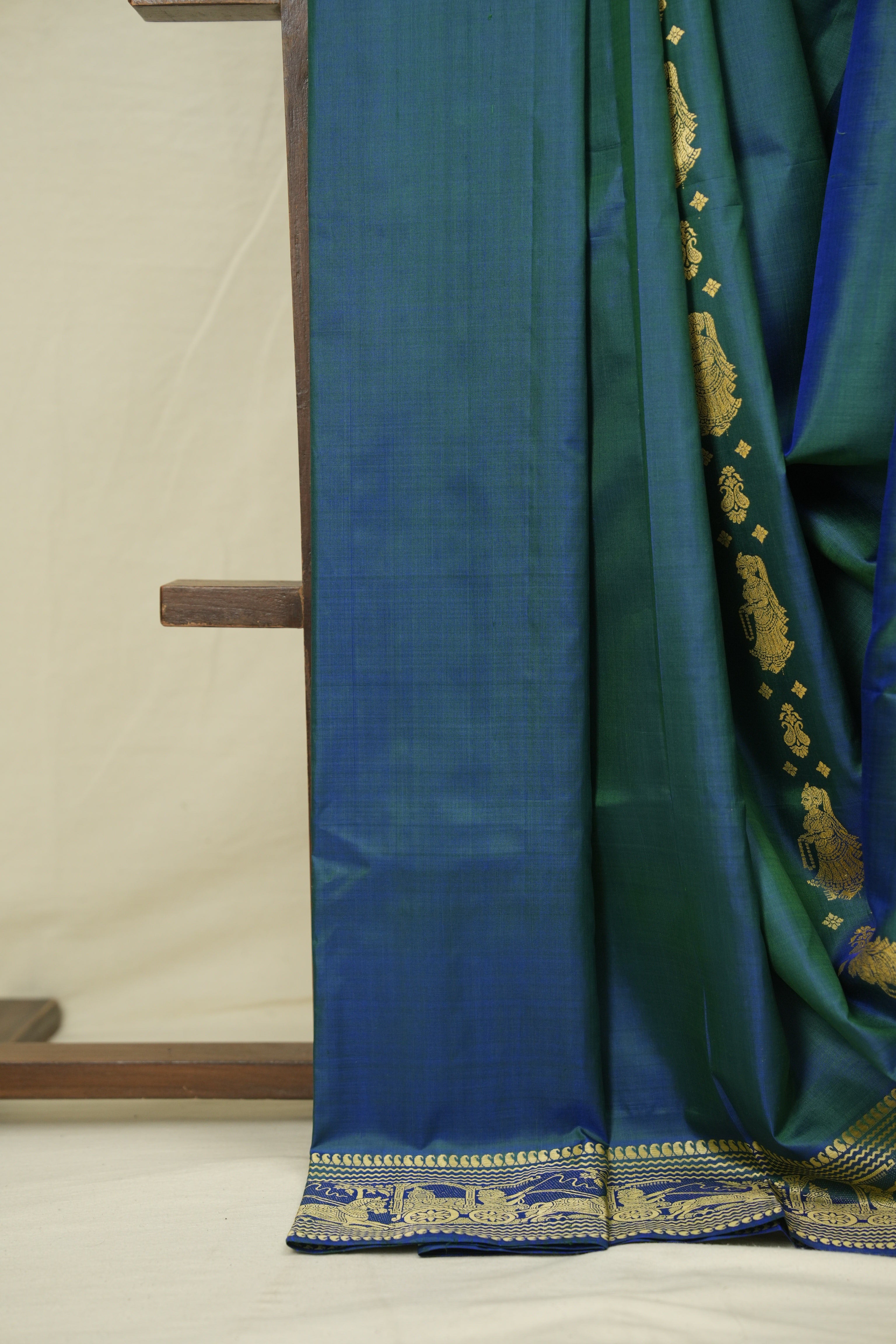 Peacock Blue Baluchari Silk Saree - SRPBBSS04