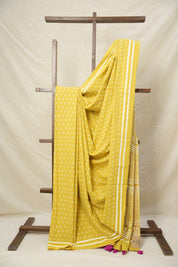Mustard Yellow HBP Cotton Saree - SRMYCS3007