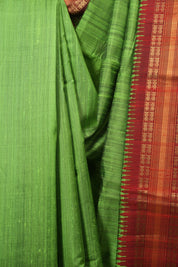 Parrot Green Raw Silk Saree - SRPGRSS1143