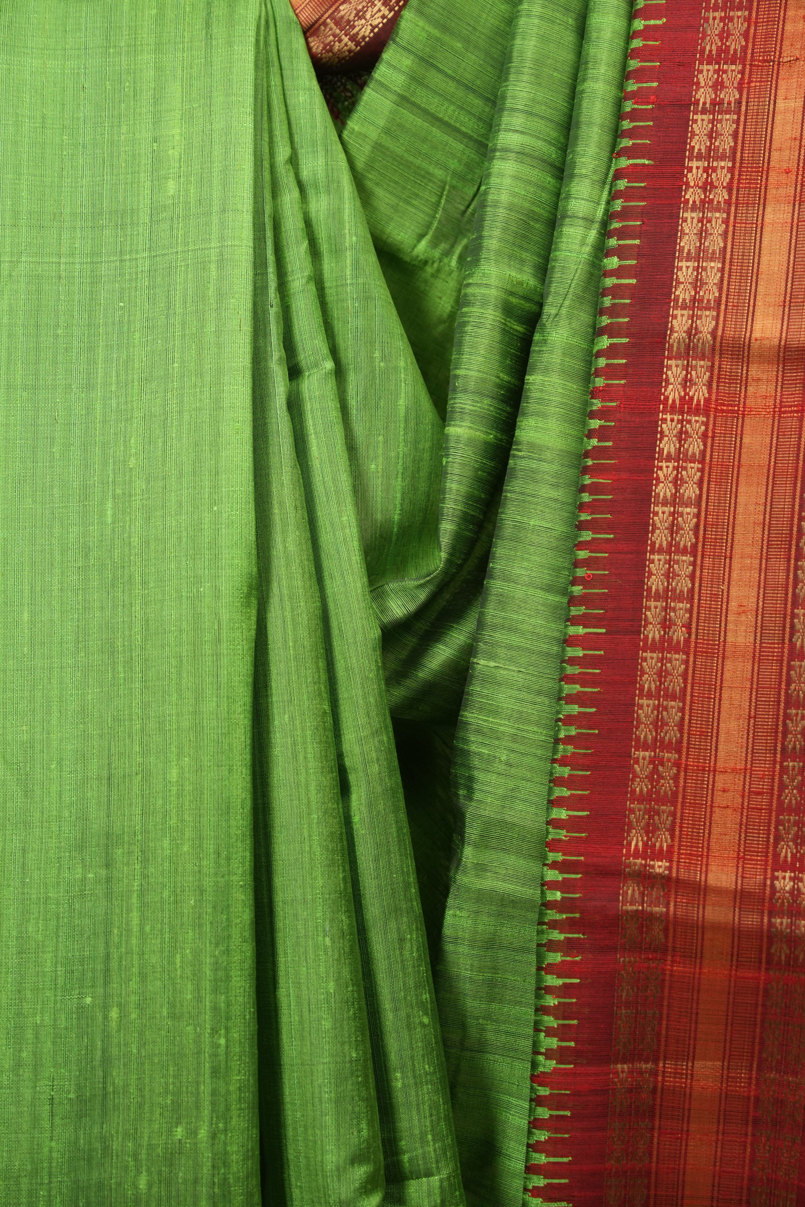 Parrot Green Raw Silk Saree - SRPGRSS1143