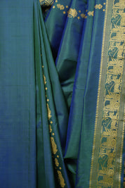 Peacock Blue Baluchari Silk Saree - SRPBBSS04
