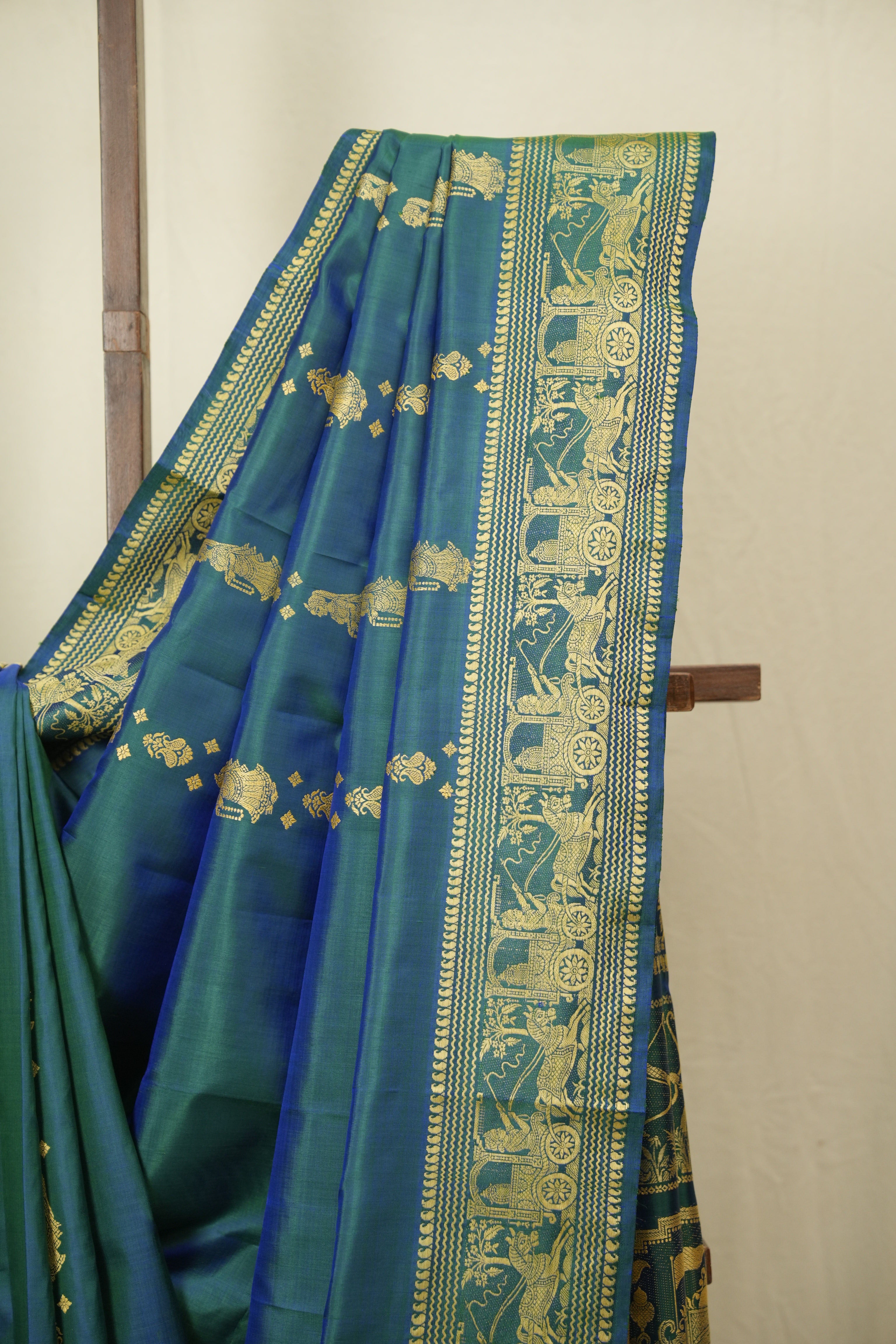 Peacock Blue Baluchari Silk Saree - SRPBBSS04